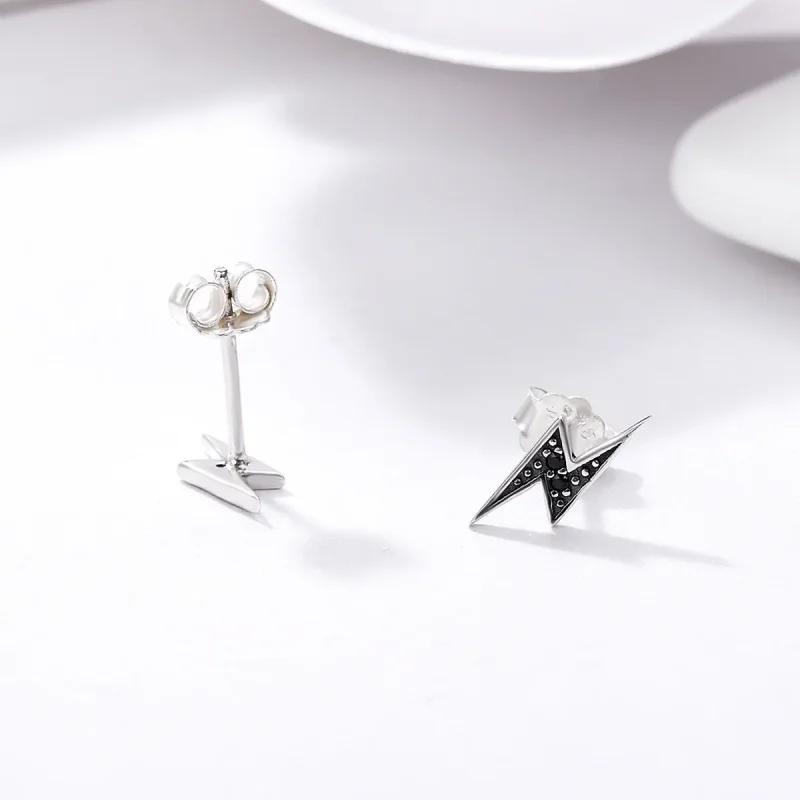 (image for) Pandora Style Silver Lightning Stud Earrings - SCE156 - View 5