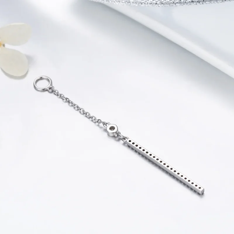 (image for) Pandora Style Silver Line Hanging Earrings - SCE081 - View 3