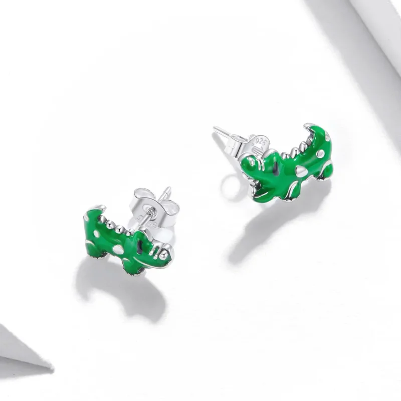 (image for) Pandora Style Silver Little Crocodile Stud Earrings - SCE1113 - View 2