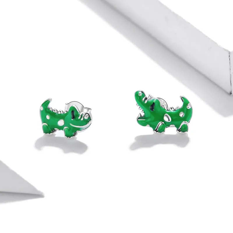 (image for) Pandora Style Silver Little Crocodile Stud Earrings - SCE1113 - View 3
