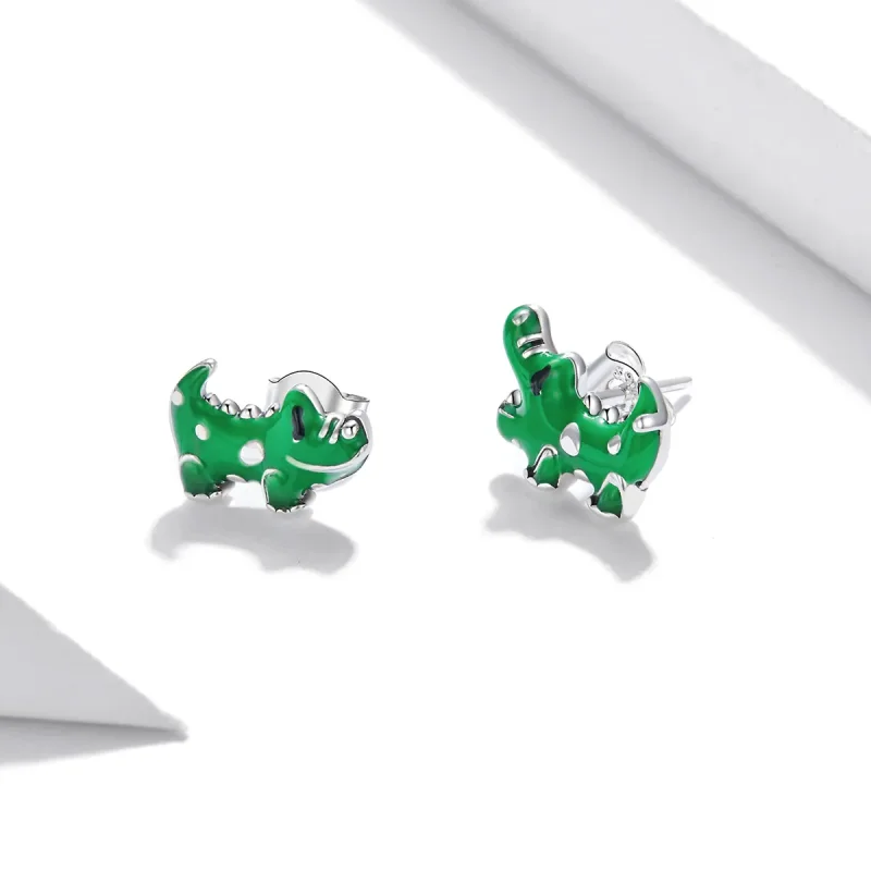 (image for) Pandora Style Silver Little Crocodile Stud Earrings - SCE1113 - View 4