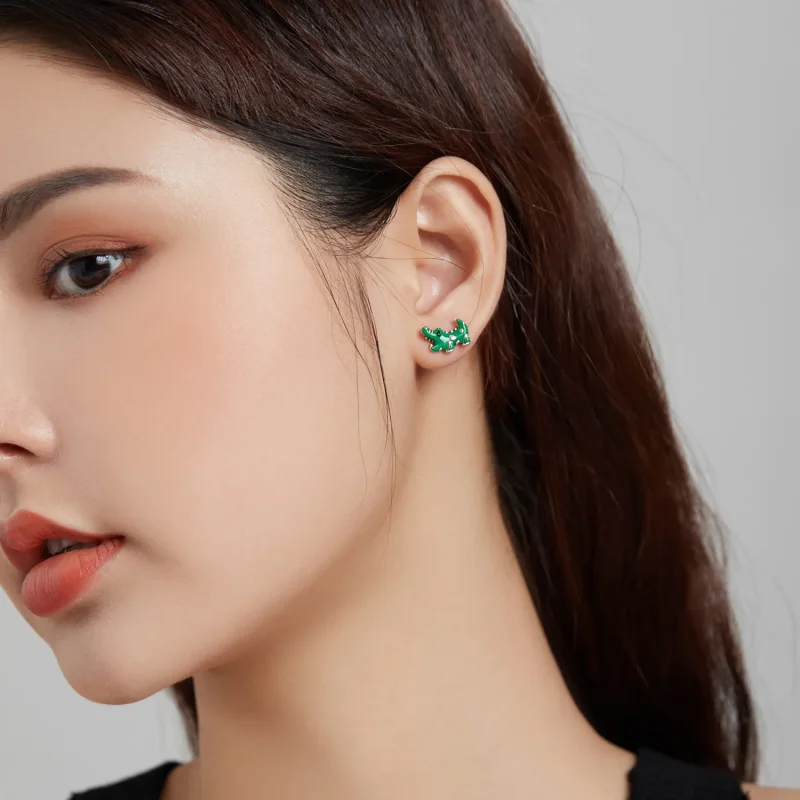 (image for) Pandora Style Silver Little Crocodile Stud Earrings - SCE1113 - View 5