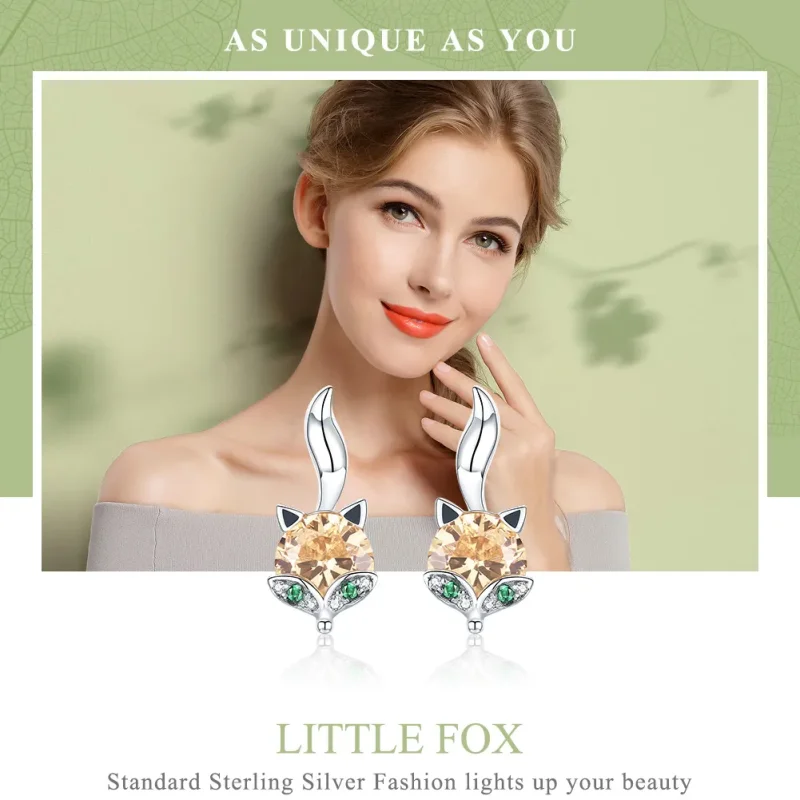 (image for) Pandora Style Silver Little Fox Stud Earrings - SCE527 - View 2