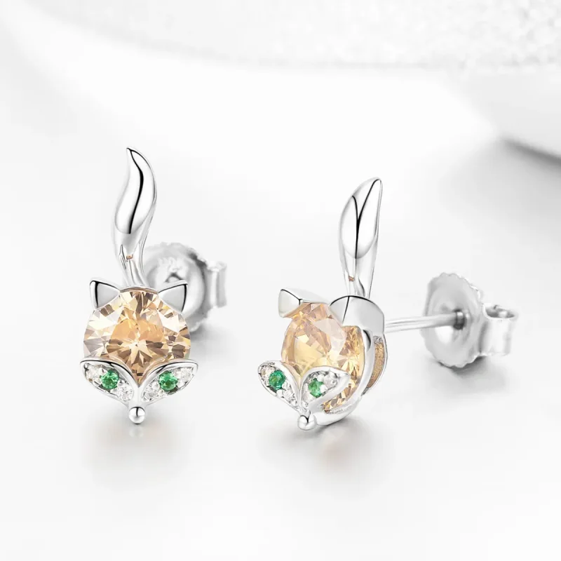 (image for) Pandora Style Silver Little Fox Stud Earrings - SCE527 - View 3