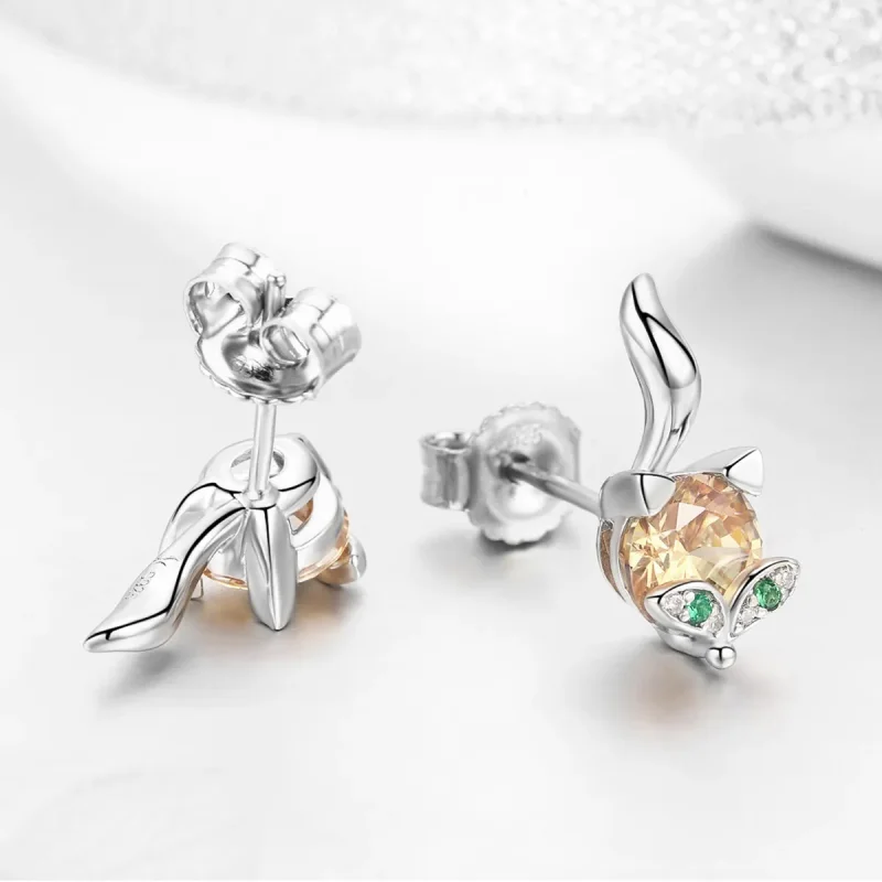 (image for) Pandora Style Silver Little Fox Stud Earrings - SCE527 - View 4
