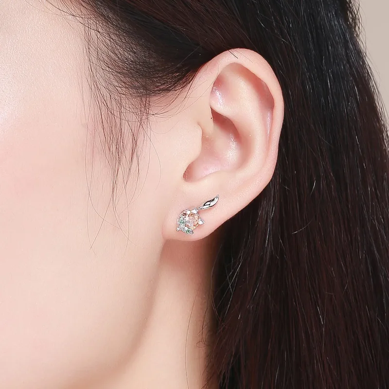 (image for) Pandora Style Silver Little Fox Stud Earrings - SCE527 - View 5