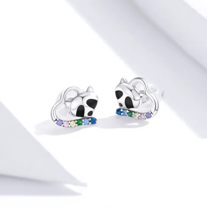 (image for) Pandora Style Silver Little Raccoon Stud Earrings - SCE883 - View 3