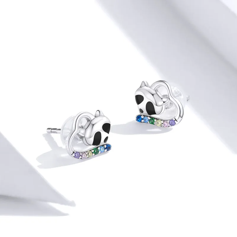 (image for) Pandora Style Silver Little Raccoon Stud Earrings - SCE883 - View 4
