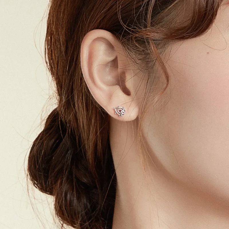 (image for) Pandora Style Silver Lotus Bud Stud Earrings - SCE989 - View 7