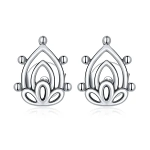 (image for) Pandora Style Silver Lotus Bud Stud Earrings - SCE989