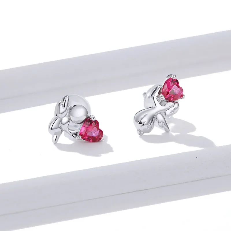 (image for) Pandora Style Silver Love Angel Stud Earrings - BSE367 - View 2