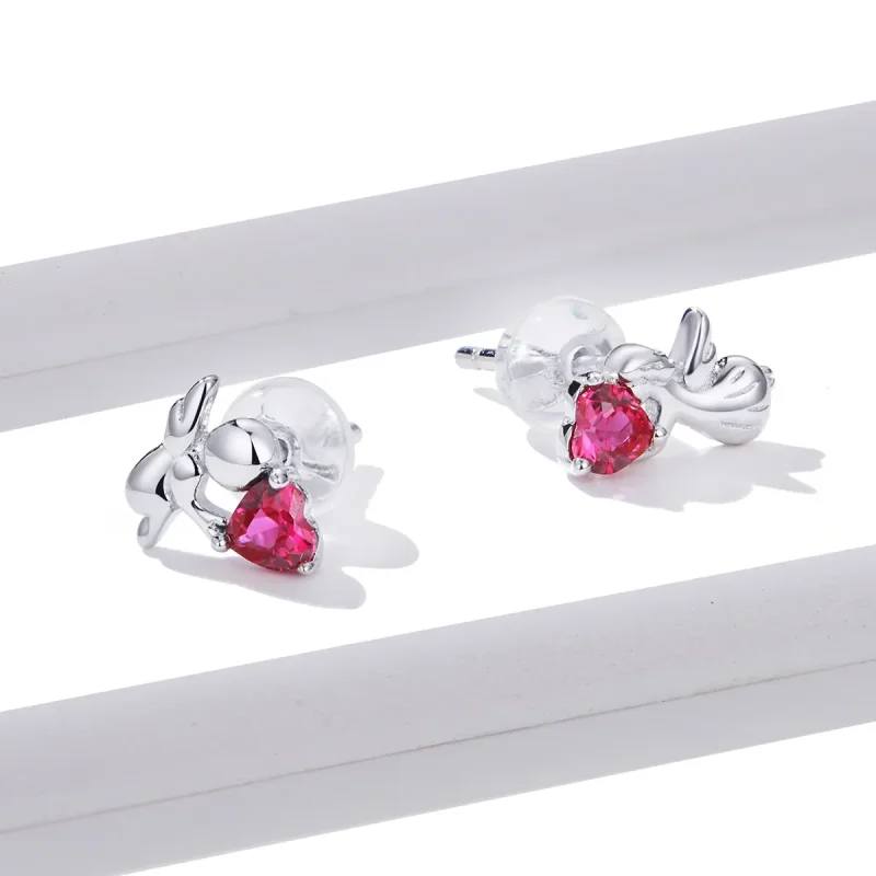 (image for) Pandora Style Silver Love Angel Stud Earrings - BSE367 - View 4