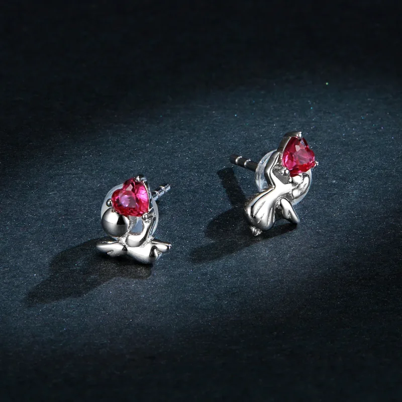 (image for) Pandora Style Silver Love Angel Stud Earrings - BSE367 - View 5