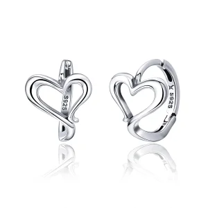 (image for) Pandora Style Silver Love Shape Hoop Earrings - SCE447