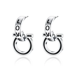 Pandora Style Silver Love Stud Earrings - SCE664 (image for) Pandora Style Silver Love Stud Earrings - SCE664