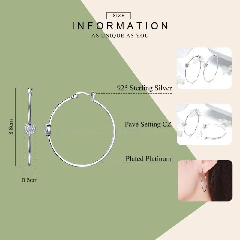 (image for) Pandora Style Silver Love You Hoop Earrings - SCE518 - View 3