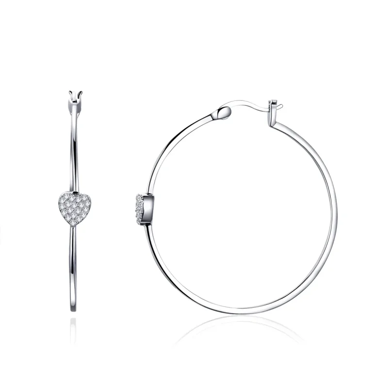 (image for) Pandora Style Silver Love You Hoop Earrings - SCE518