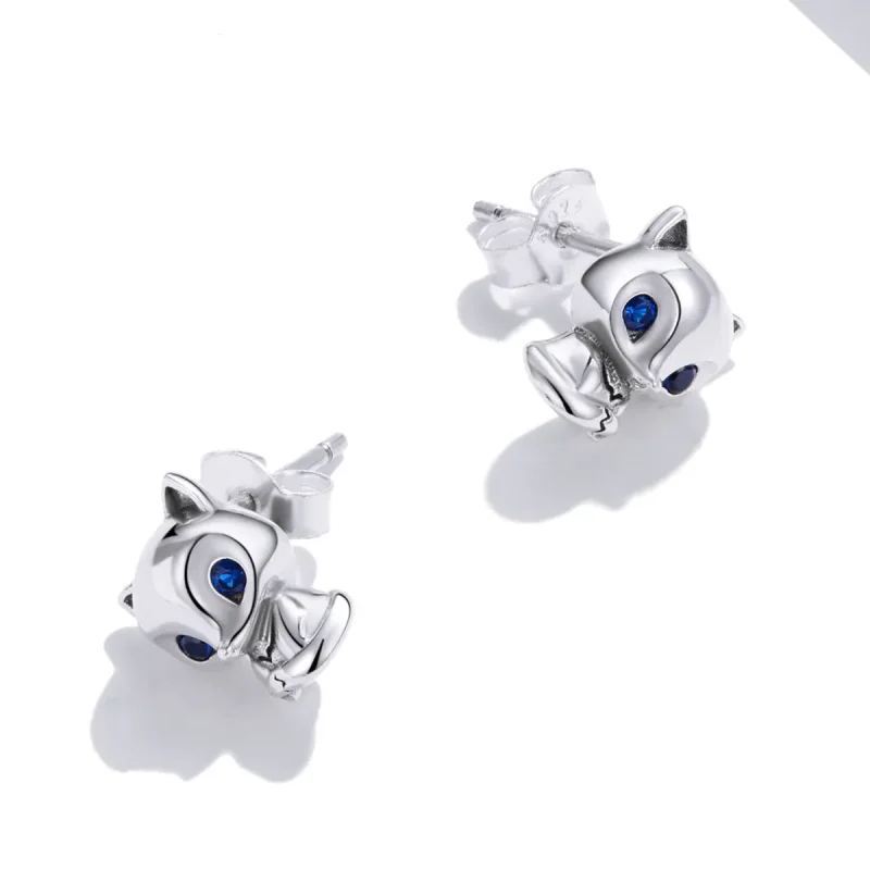 (image for) Pandora Style Silver Lovely Fox Stud Earrings - SCE1084 - View 2