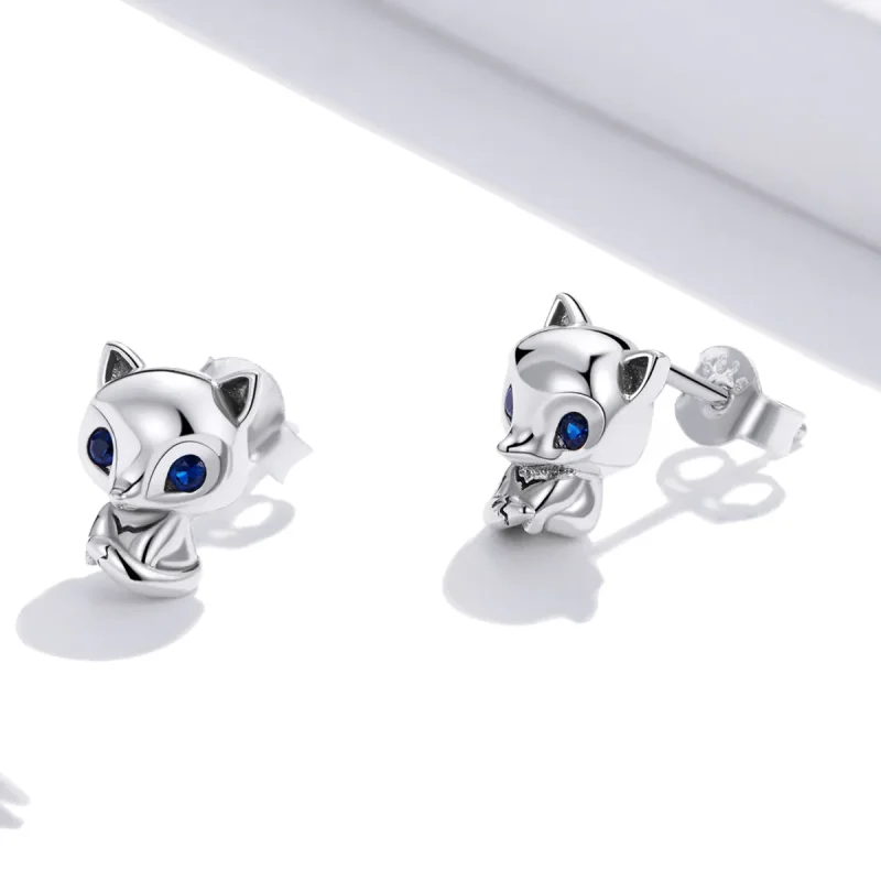 (image for) Pandora Style Silver Lovely Fox Stud Earrings - SCE1084 - View 4