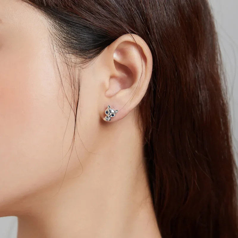 (image for) Pandora Style Silver Lovely Fox Stud Earrings - SCE1084 - View 5