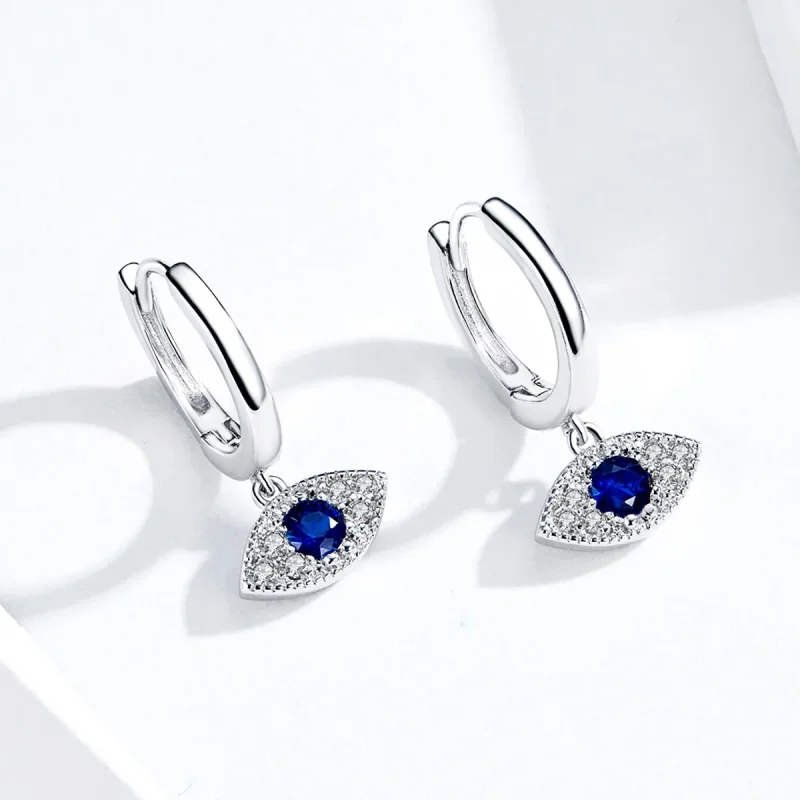 (image for) Pandora Style Silver Lucky Eyes Dangle Earrings - BSE274 - View 2