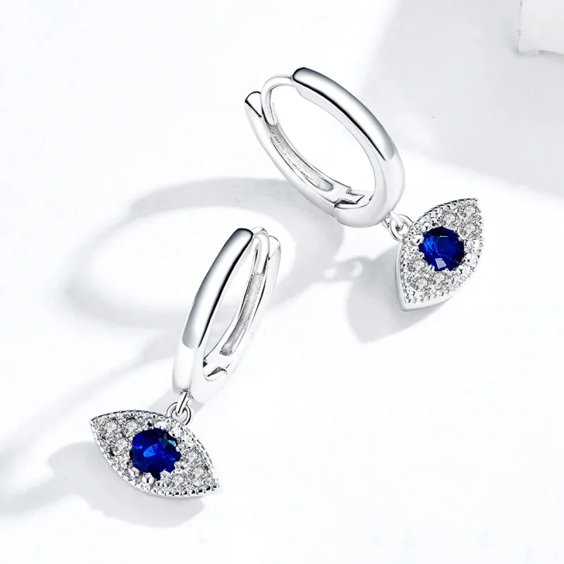 (image for) Pandora Style Silver Lucky Eyes Dangle Earrings - BSE274 - View 4