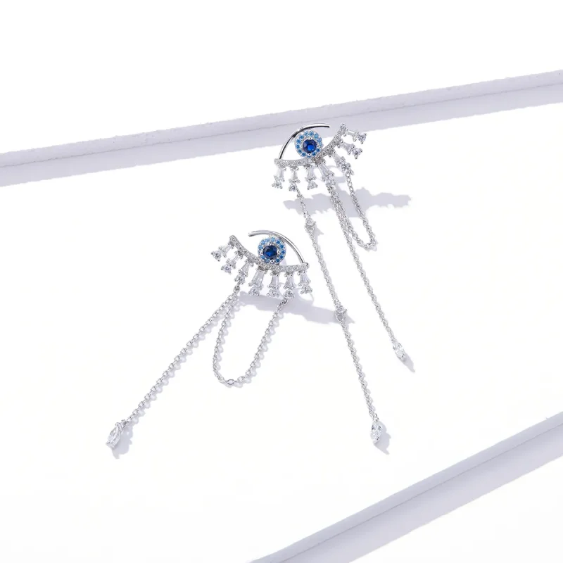 (image for) Pandora Style Silver Lucky Eyes Dangle Earrings - BSE334 - View 2