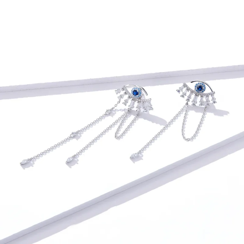 (image for) Pandora Style Silver Lucky Eyes Dangle Earrings - BSE334 - View 4