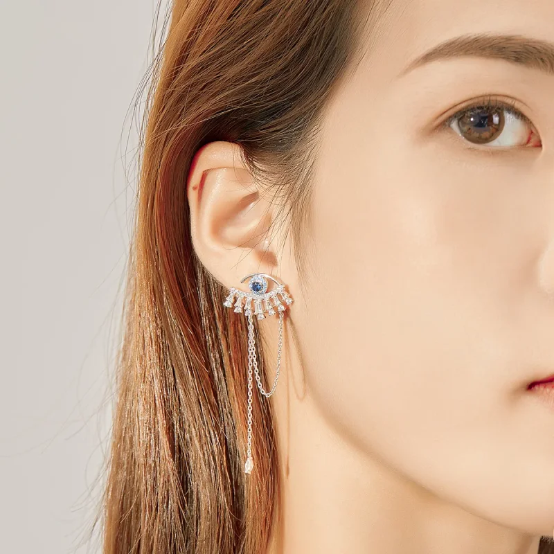 (image for) Pandora Style Silver Lucky Eyes Dangle Earrings - BSE334 - View 8
