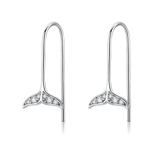 (image for) Pandora Style Silver Lucky Fishtail Hanging Earrings - SCE667