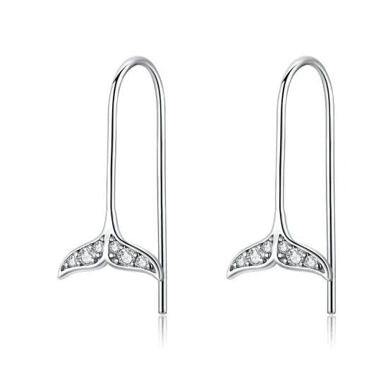 (image for) Pandora Style Silver Lucky Fishtail Hanging Earrings - SCE667