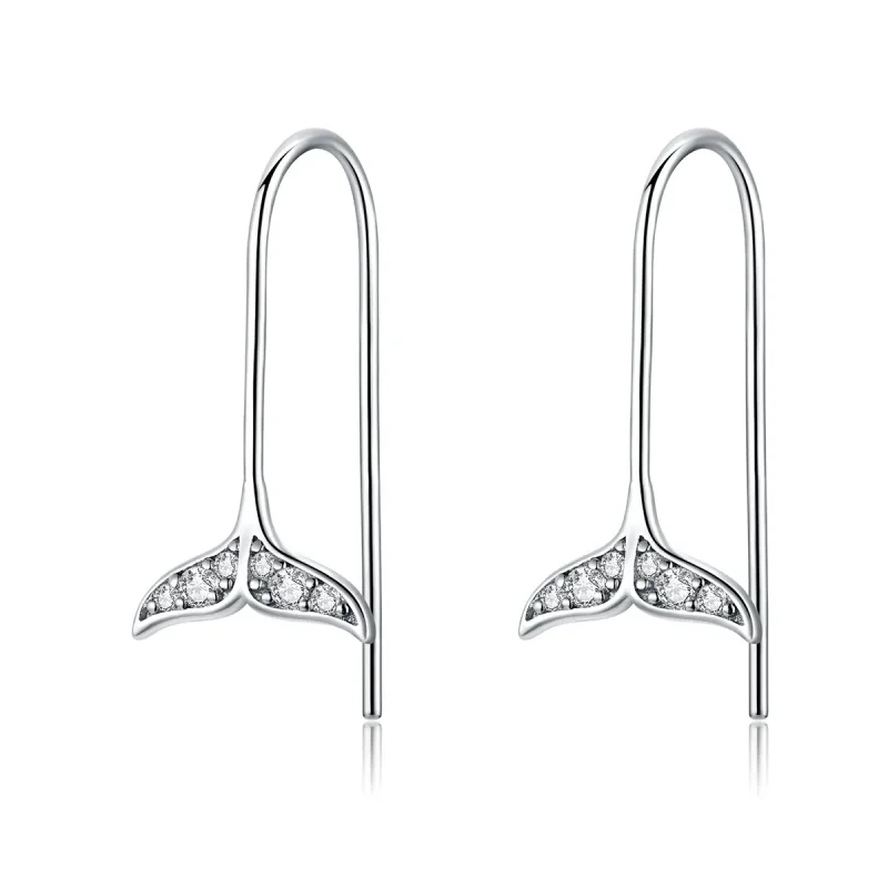 (image for) Pandora Style Silver Lucky Fishtail Hanging Earrings - SCE667