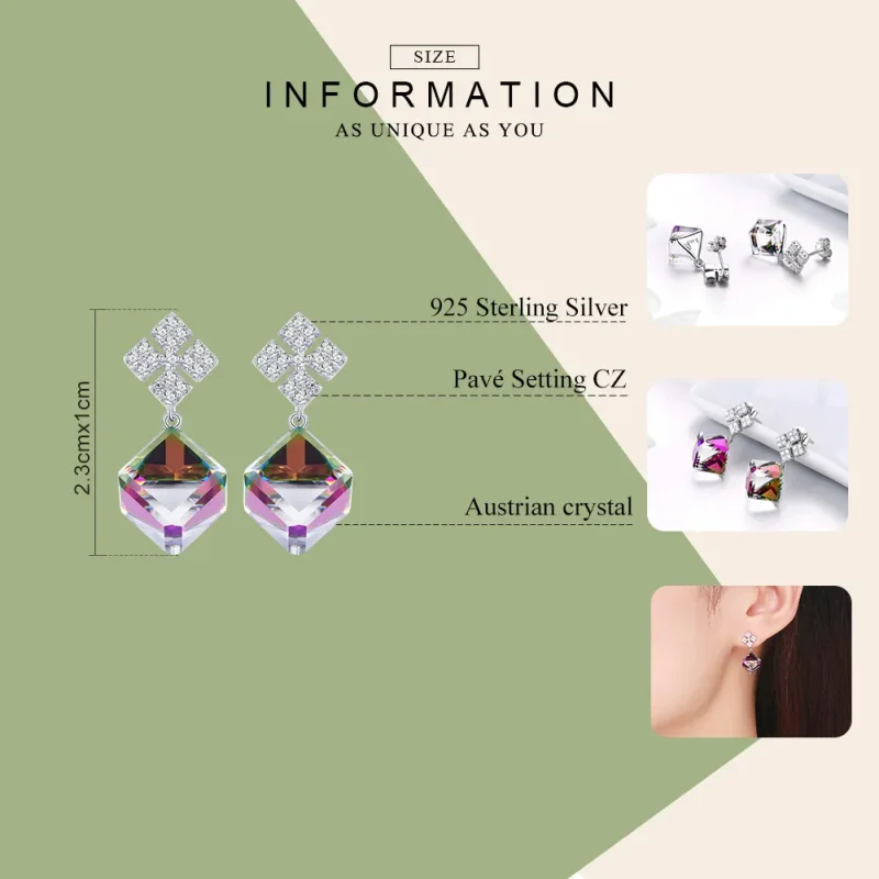 (image for) Pandora Style Silver Maltese Aurora Hanging Earrings - SCE542 - View 3