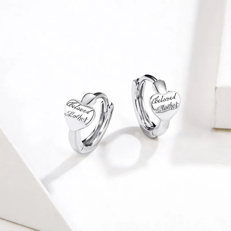 (image for) Pandora Style Silver Maternal Love Hoop Earrings - SCE641 - View 2