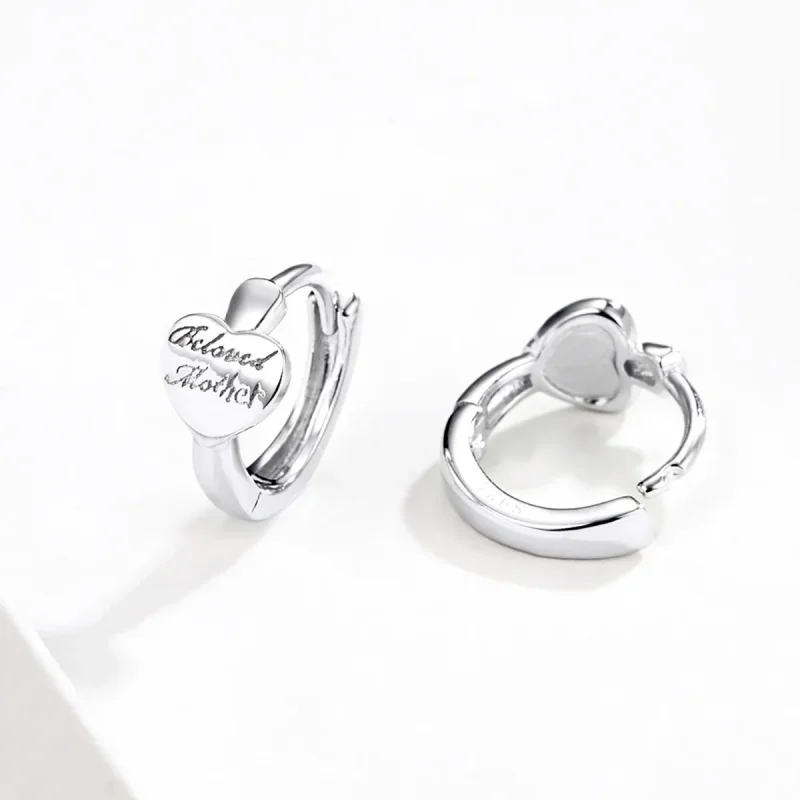 (image for) Pandora Style Silver Maternal Love Hoop Earrings - SCE641 - View 3