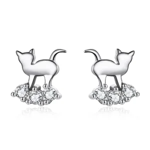 Pandora Style Silver Meow Star Stud Earrings - SCE537 (image for) Pandora Style Silver Meow Star Stud Earrings - SCE537