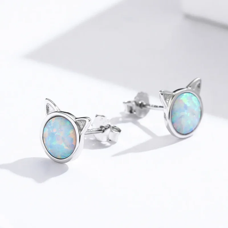 (image for) Pandora Style Silver Meow Star Stud Earrings - SCE538-Q - View 2