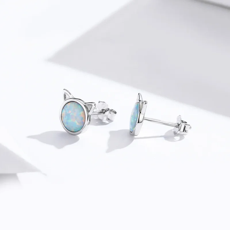 (image for) Pandora Style Silver Meow Star Stud Earrings - SCE538-Q - View 3