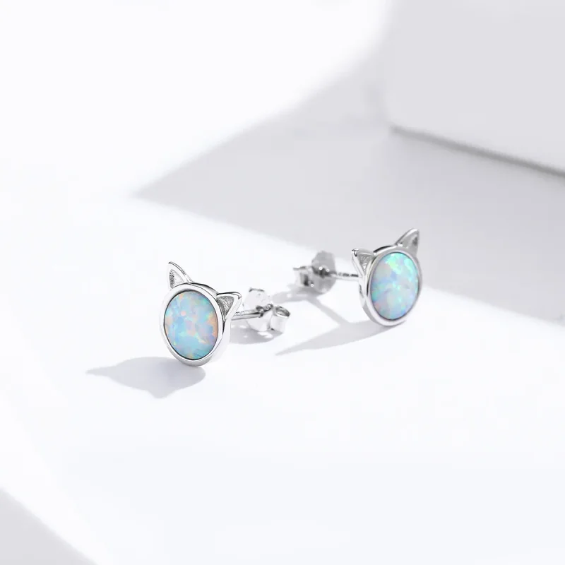 (image for) Pandora Style Silver Meow Star Stud Earrings - SCE538-Q - View 4