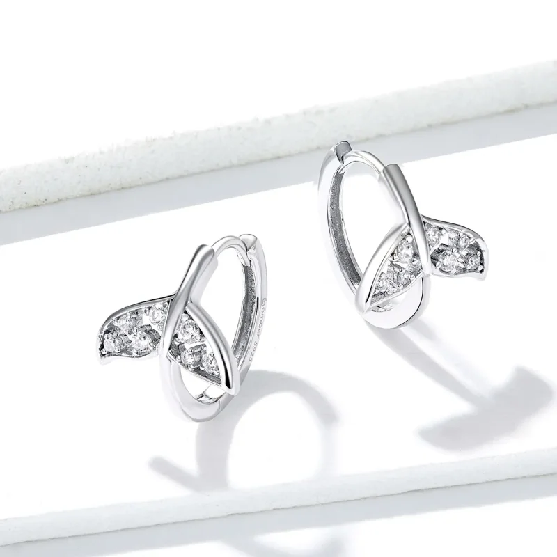 (image for) Pandora Style Silver Mermaid Tail Hoop Earrings - BSE259 - View 3