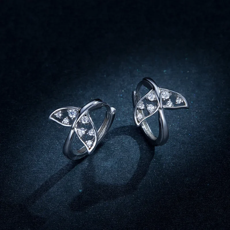 (image for) Pandora Style Silver Mermaid Tail Hoop Earrings - BSE259 - View 8