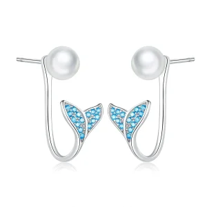 (image for) Pandora Style Silver Mermaid Tail Stud Earrings - SCE761
