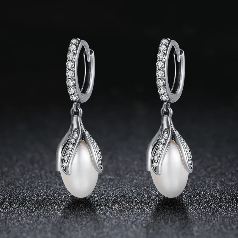 (image for) Pandora Style Silver Mimosa Bud Stud Earrings - SCE259 - View 2
