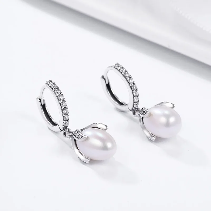 (image for) Pandora Style Silver Mimosa Bud Stud Earrings - SCE259 - View 3