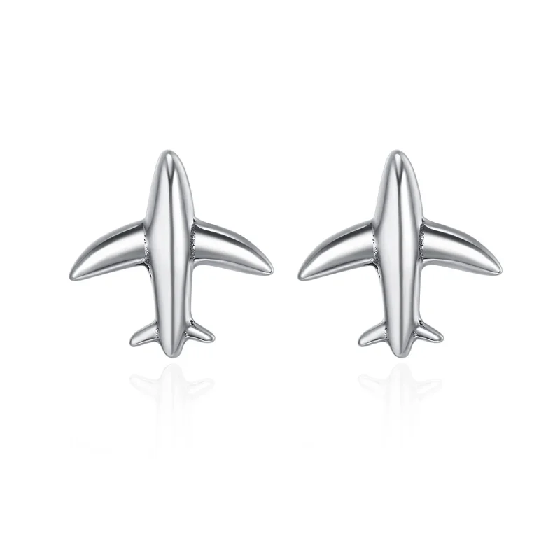 (image for) Pandora Style Silver Mini Airplane Stud Earrings - SCE238
