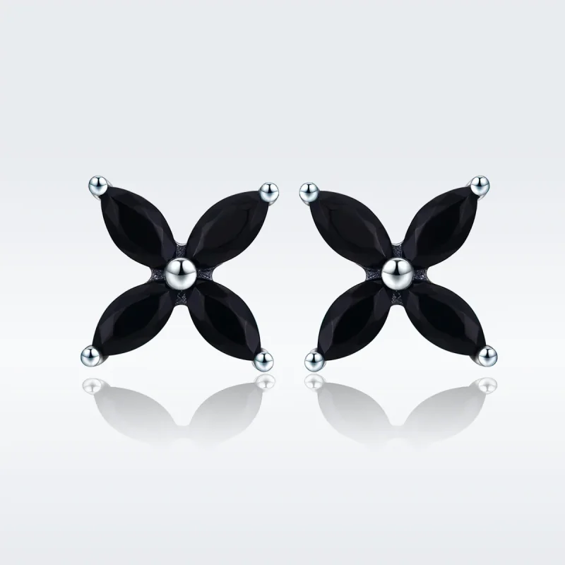 (image for) Pandora Style Silver Modern Fashionable Flower Stud Earrings - SCE362 - View 3