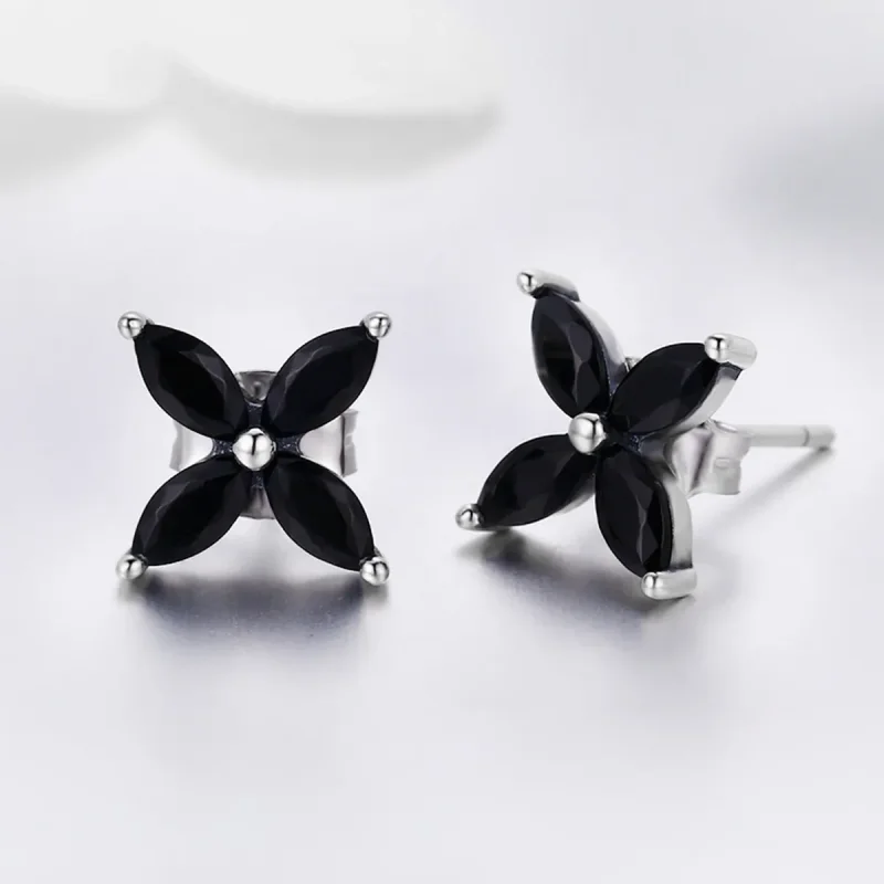 (image for) Pandora Style Silver Modern Fashionable Flower Stud Earrings - SCE362 - View 4