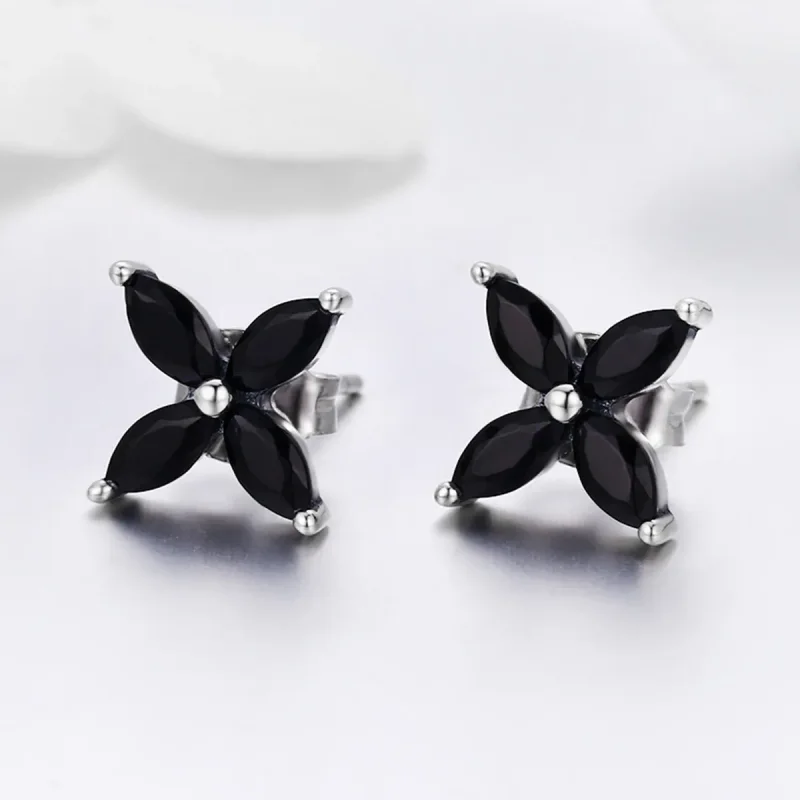 (image for) Pandora Style Silver Modern Fashionable Flower Stud Earrings - SCE362 - View 5