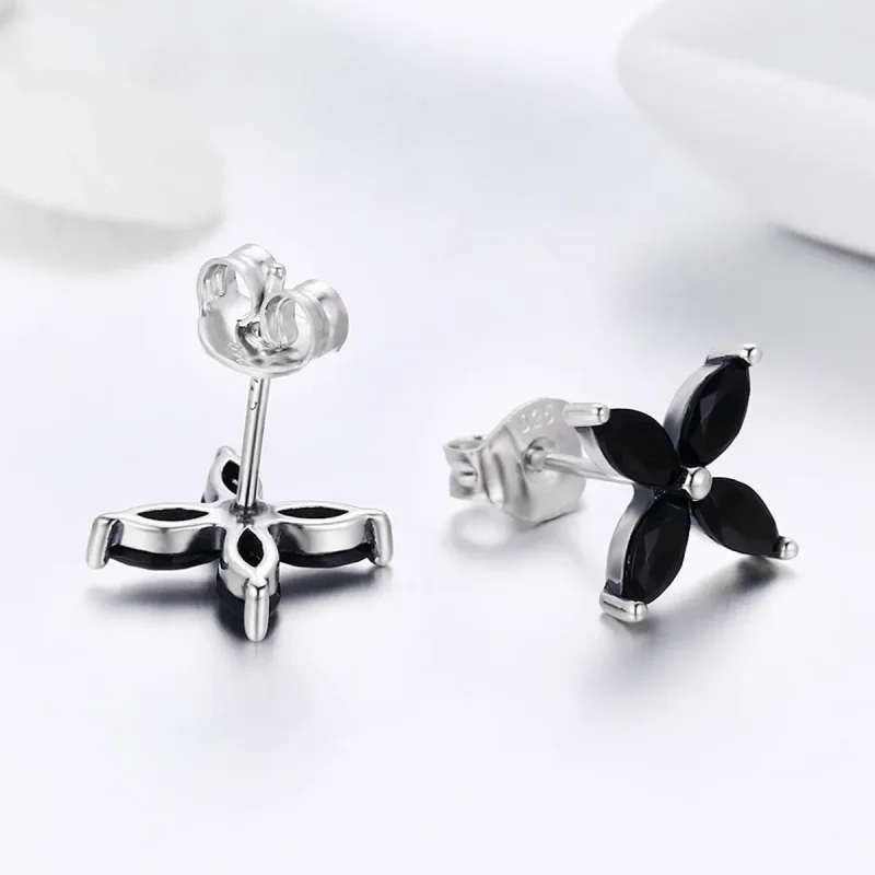 (image for) Pandora Style Silver Modern Fashionable Flower Stud Earrings - SCE362 - View 6