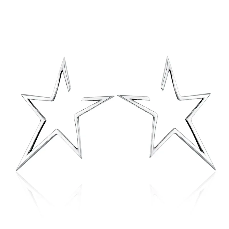 (image for) Pandora Style Silver Modern Star Stud Earrings - SCE107
